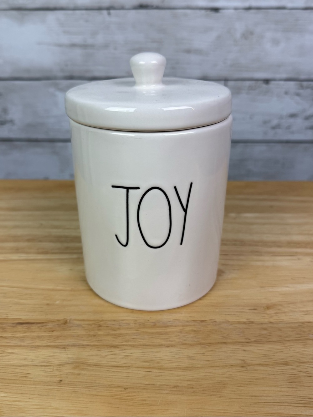Rae Dunn White Ceramic 'JOY' Canister with Lid